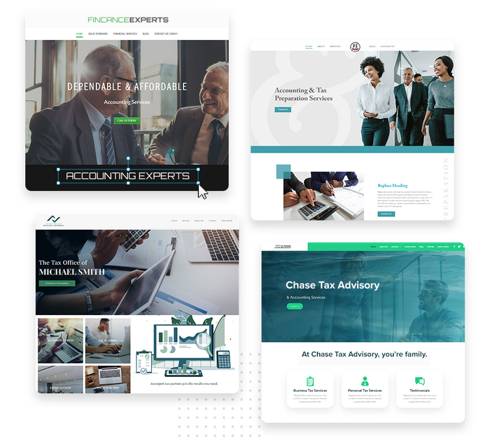 Montage of accountant website design templates Accountant websites
