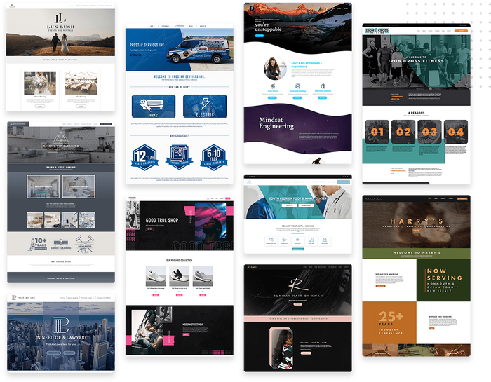 A montage of professional small business website design templates Small business website design templates