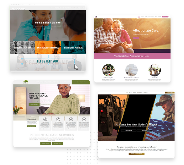 A montage of assisted living website design templates Assisted living websites