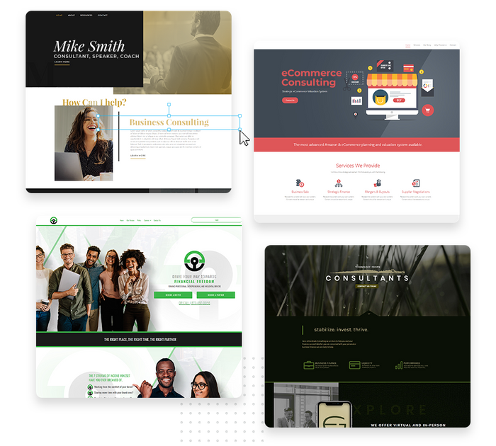 A montage of consultant website design templates Consultant websites