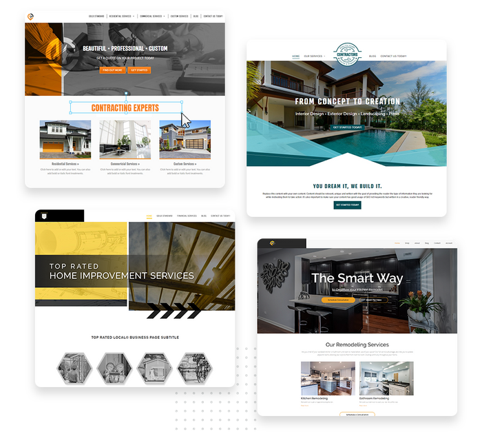 A montage of contractor website design templates Contractor websites