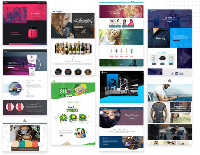 A montage of professional e-commerce website design templates E-commerce website design templates