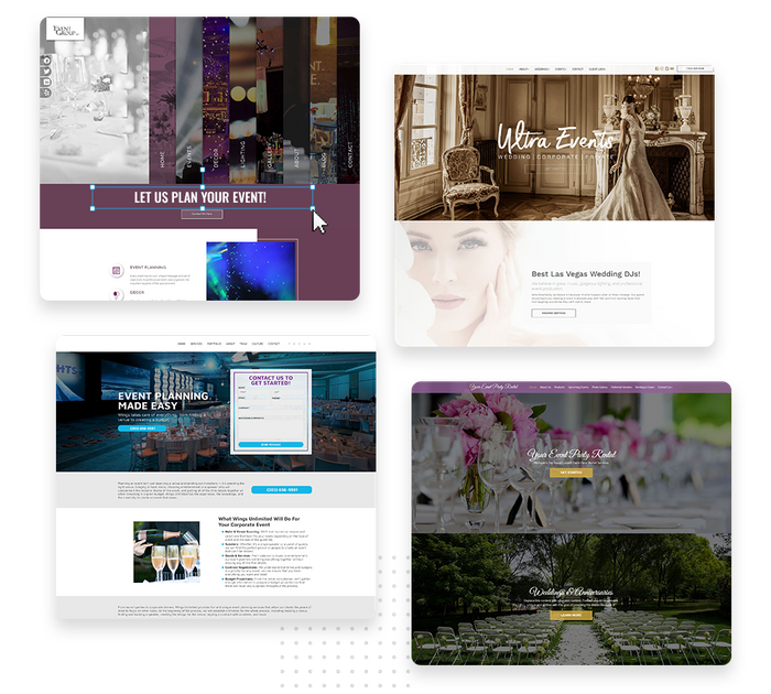 A montage of event planner website design templates Event planner websites