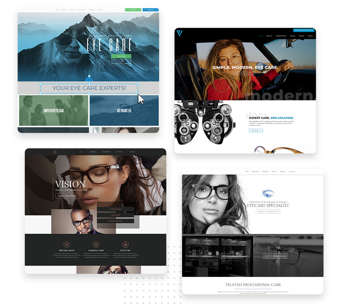 A montage of eye doctor website design templates Eye doctor websites