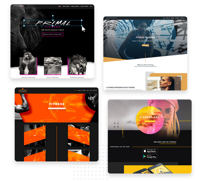 A montage of fitness website design templates Fitness websites