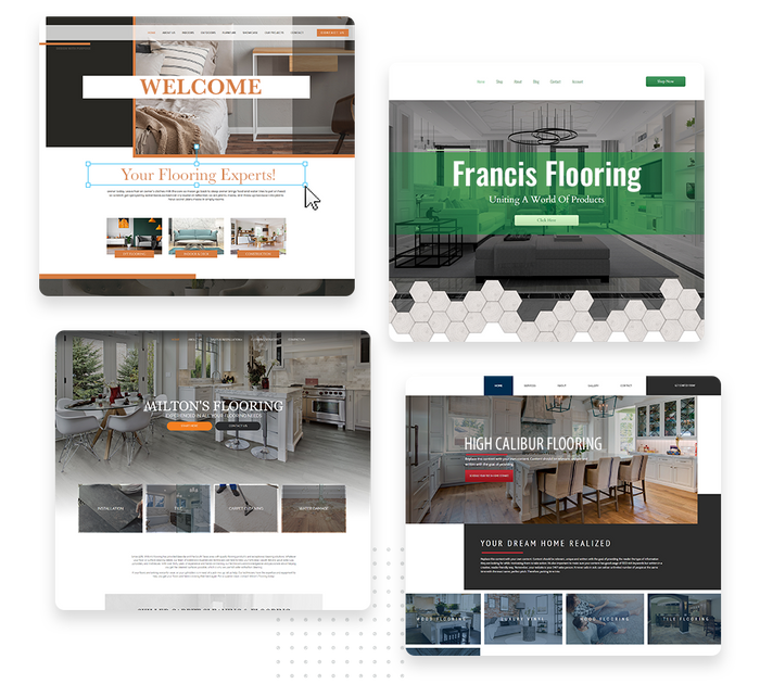 A montage of flooring website design templates Flooring websites
