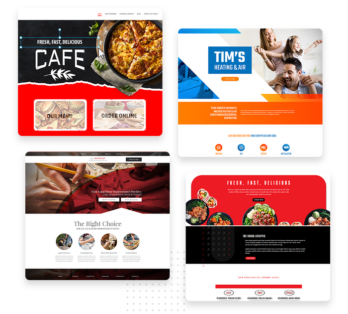 A montage of franchise website design templates Franchise websites