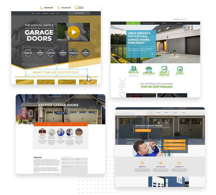 A montage of garage door contractor website design templates Garage door contractor websites
