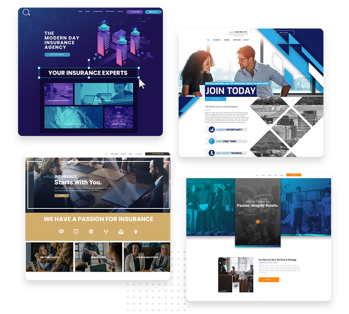 A montage of insurance agent website design templates insurance websites