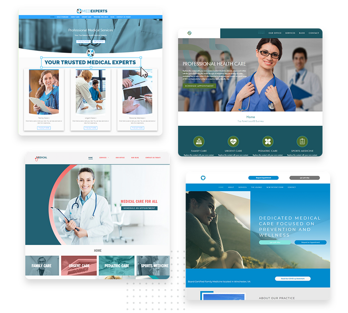 A montage of medical website design templates medical websites