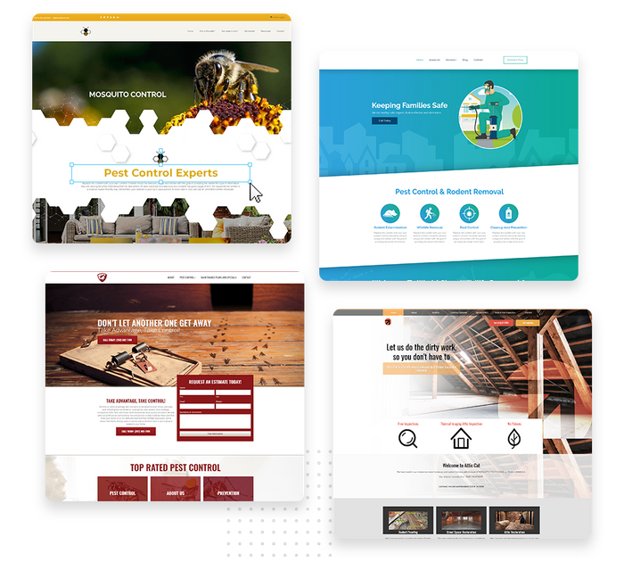 A montage of pest control website design templates pest control websites