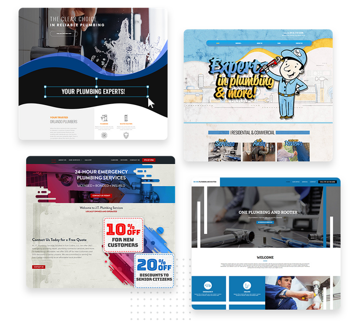 A montage of plumber website design templates plumber websites