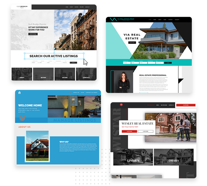 A montage of real estate website design templates real estate websites