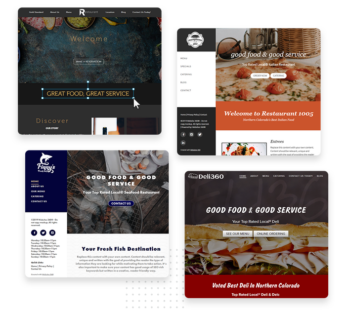 A montage of restaurant website design templates restaurant websites