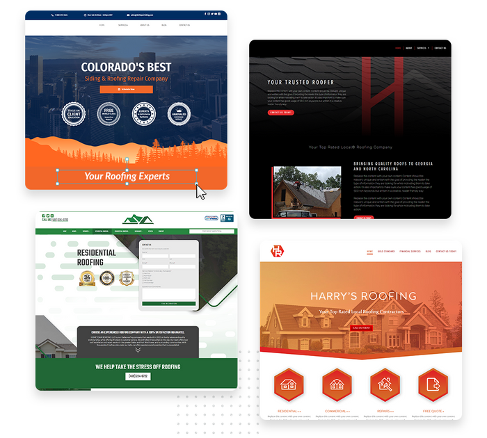 roofer websites A montage of roofing website design templates