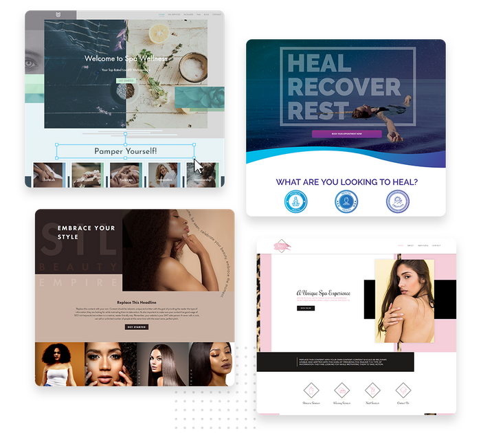 A montage of spa website design templates spa websites