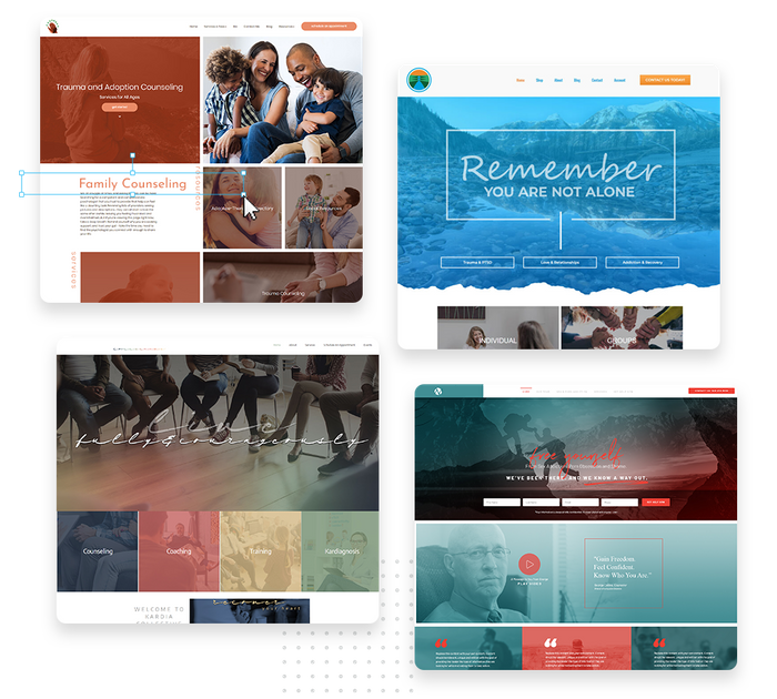 A montage of therapist and psychiatrist website design templates therapist websites