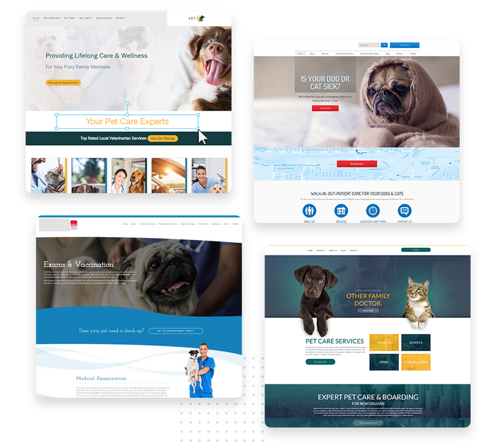 A montage of veterinarian website design templates veterinarian websites